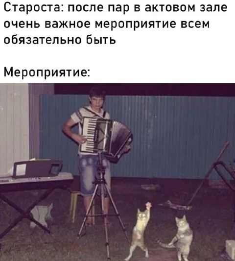 Староста после пар в актовом зале