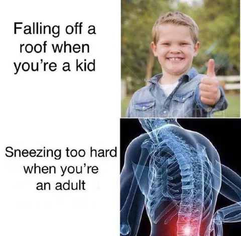 Childhood Falls vs Adult Sneezes