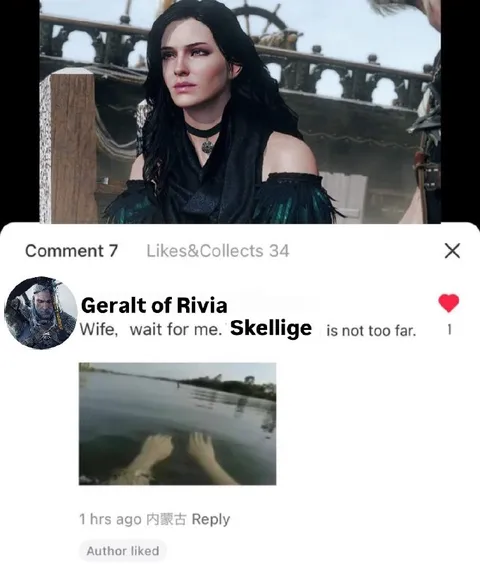 Geralt Swimming to Skellige