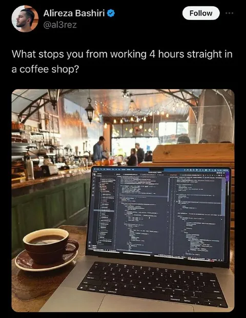 Working Four Hours in a Coffee Shop