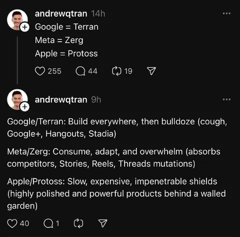 Google Terran Meta Zerg Apple Protoss