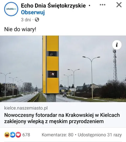 Fotoradar zaklejony męskim przyrodzeniem