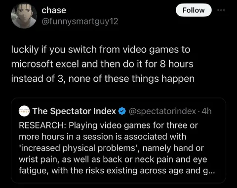 Excel Prevents Gaming Health Problems