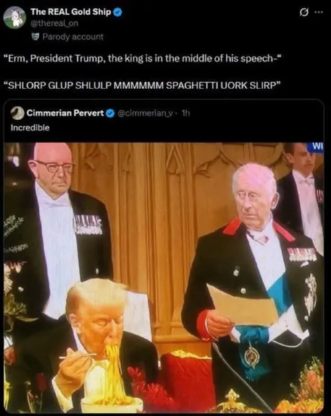 Trump Eats Spaghetti During Speech