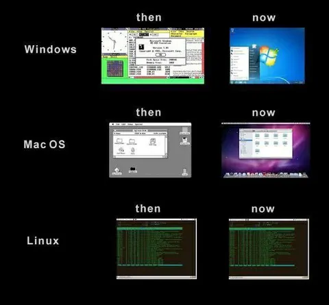 Windows Mac OS Linux Then Now