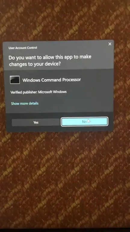 Windows Command Processor Says No