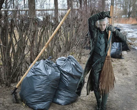 Геральт убирает мусор