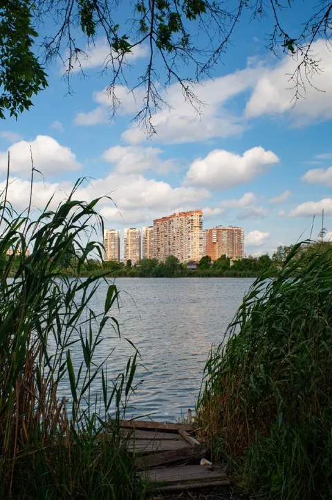 Городской пейзаж у озера