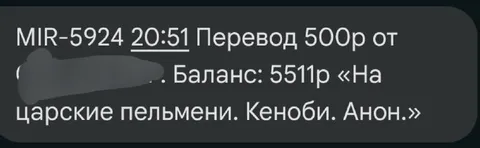 Перевод на царские пельмени
