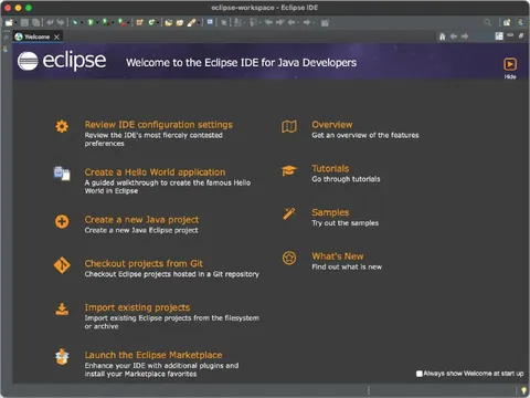 Eclipse IDE Welcome Screen