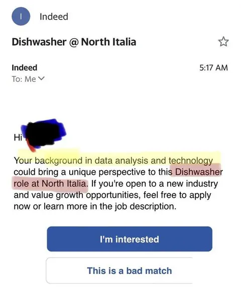 Data Analyst Recruited as Dishwasher