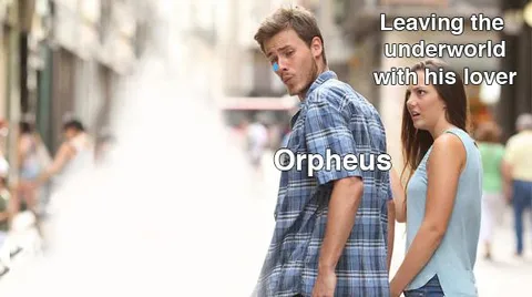 Orpheus leaves the underworld