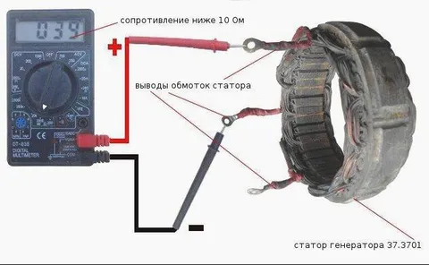 Проверка сопротивления статора генератора