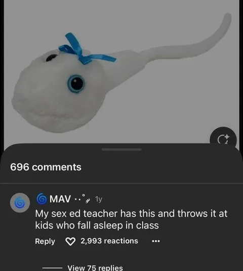 Sex Ed Teacher Throws Sperm Plushie