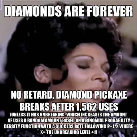 Diamond Pickaxe Breaks Forever