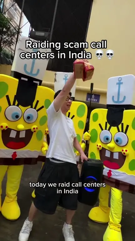 SpongeBob Raids a Scam Call Center