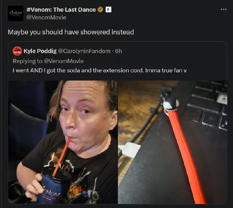 Venom Fan Skips Shower