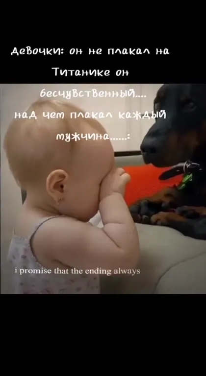 Малышка плачет из-за собаки