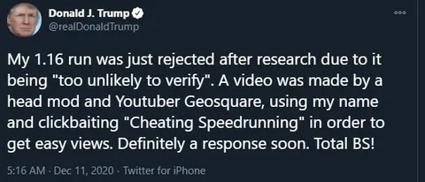 Trump Reacts to Speedrunning Rejection