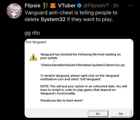 Vanguard Deletes System32