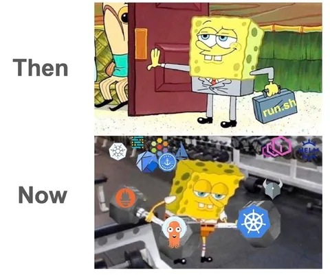 Then and Now DevOps SpongeBob