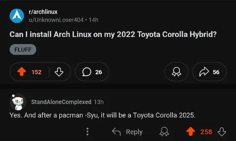 Arch Linux Toyota Corolla Upgrade