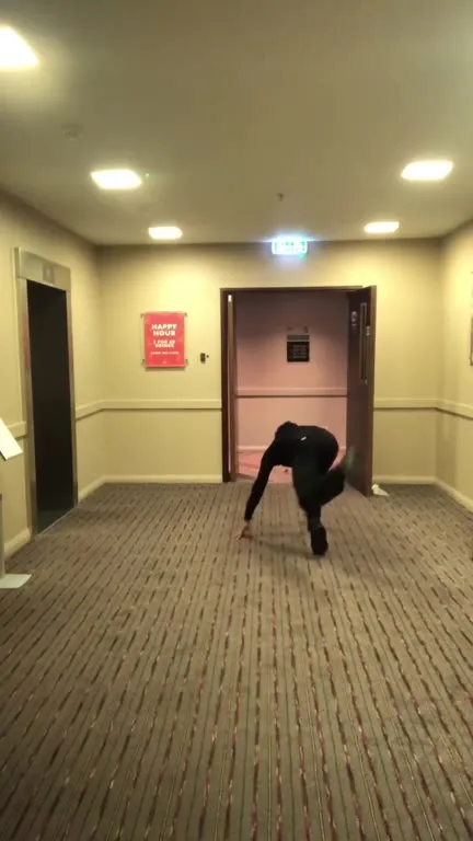 Man Crawls Into the Elevator