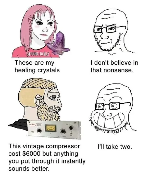 Healing Crystals Versus Vintage Compressor
