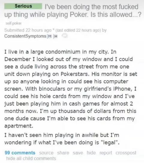 Cheating at Poker with Binoculars