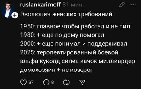 Эволюция женских требований