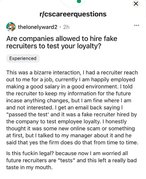 Fake Recruiter Loyalty Test