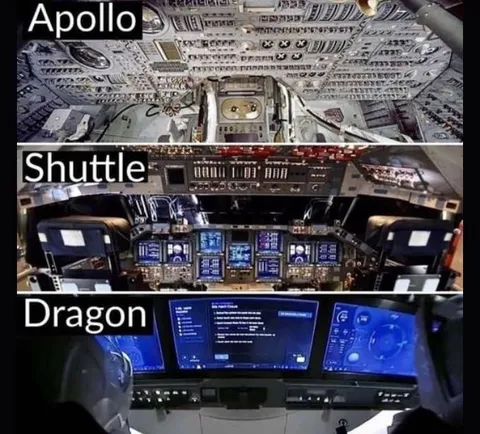 Apollo Shuttle Dragon Cockpit Comparison