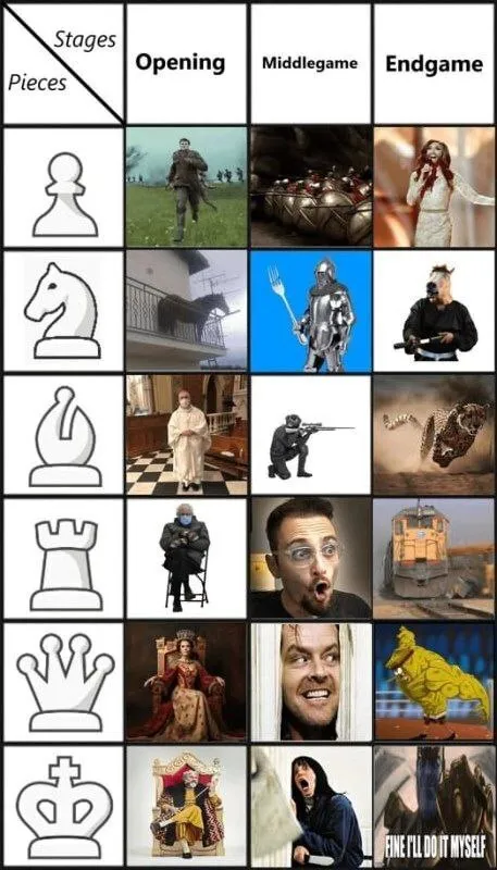 Chess Pieces Through the Game