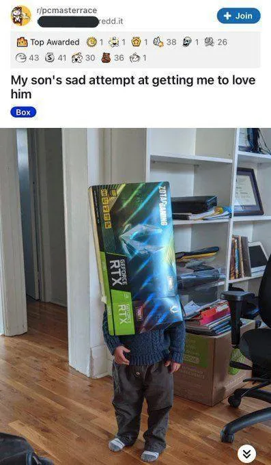 Son Hides Behind RTX Box
