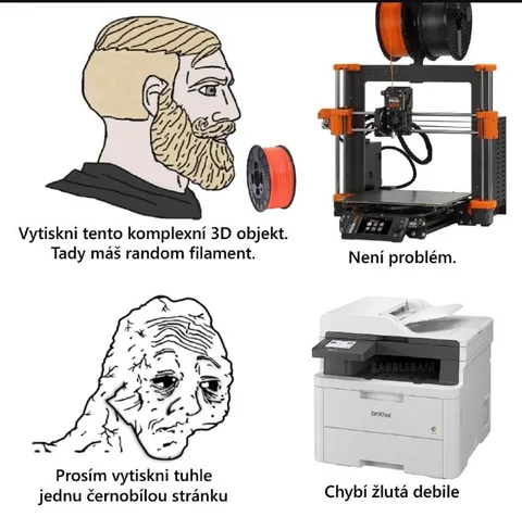 3D tiskárna versus černobílá stránka