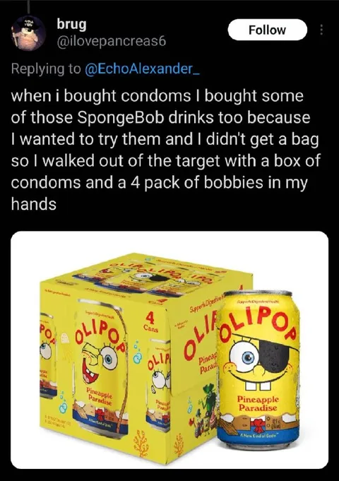 Condoms and SpongeBob Drinks