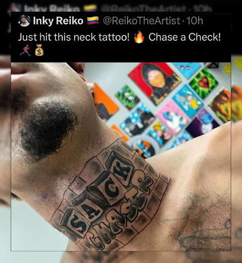 Just Hit This Neck Tattoo
