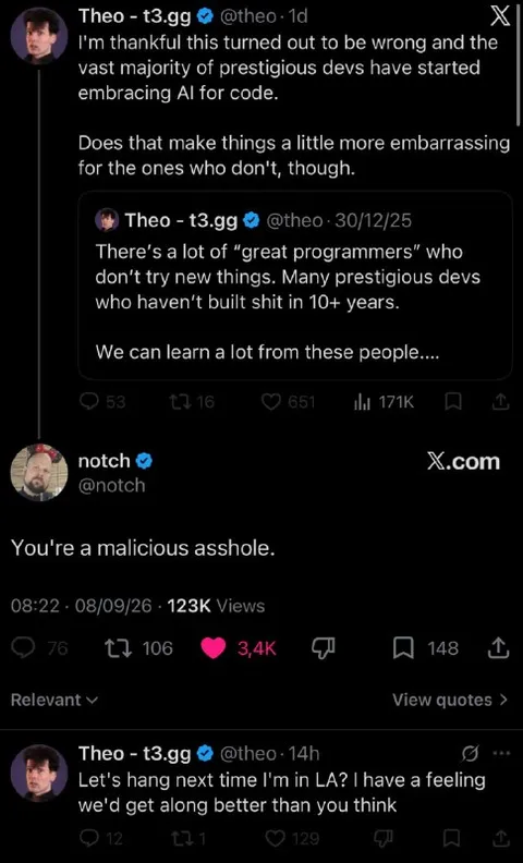 Notch calls Theo a malicious asshole