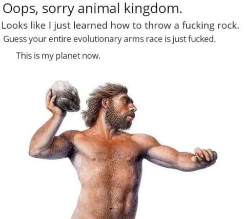 Caveman Throws a Rock