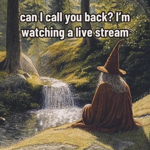 Wizard Watching a Livestream