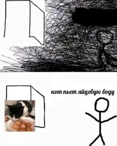 Кот пьет яичную воду