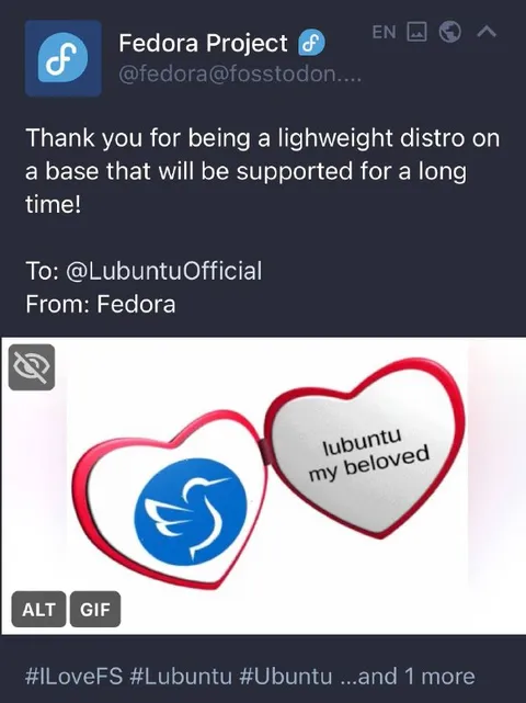 Fedora Thanks Lubuntu