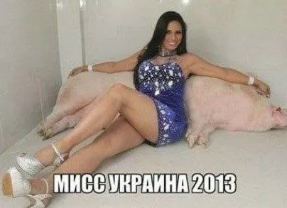 Мисс Украина и огромная свинья