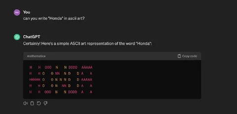 Honda ASCII Art Fail