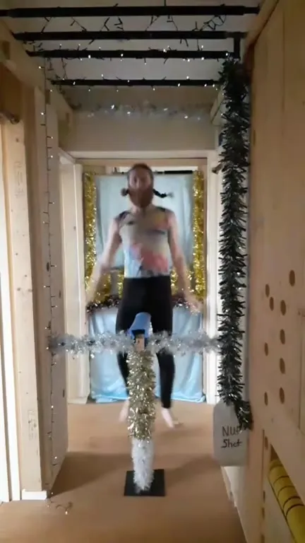 Woman Dancing Through Christmas Decorations