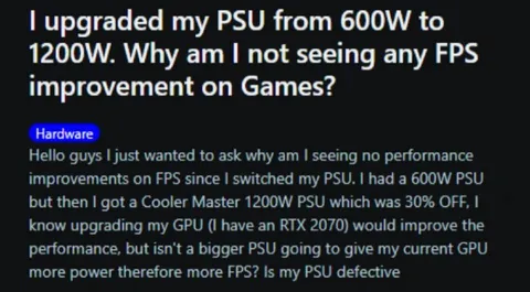 PSU Upgrade No FPS Improvement