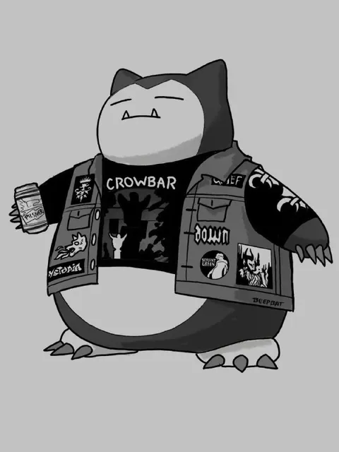 Metalhead Snorlax in Battle Jacket