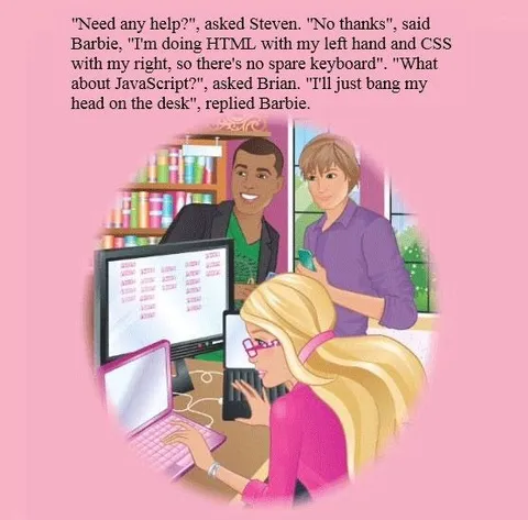 Barbie Codes With Both Hands