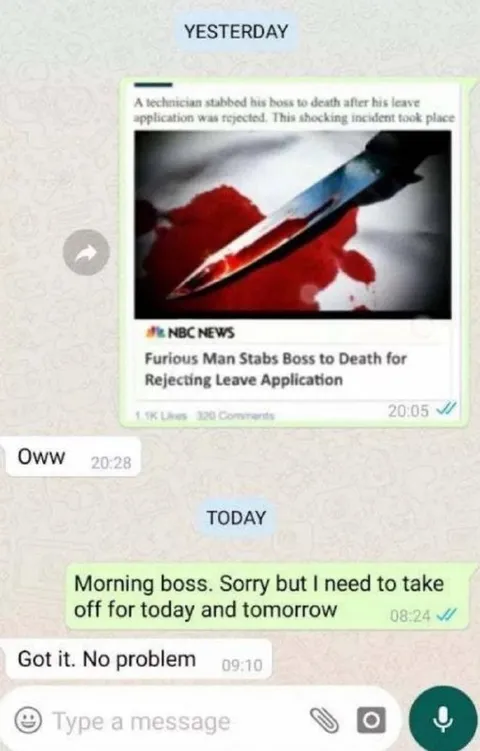 Boss Receives a Day-Off Request