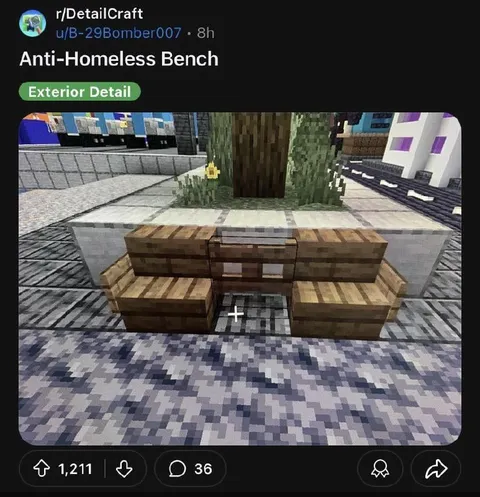 Anti-Homeless Bench in Minecraft